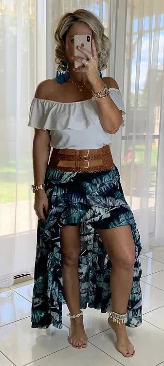 Daphne Skirt - Black Banana Leaf