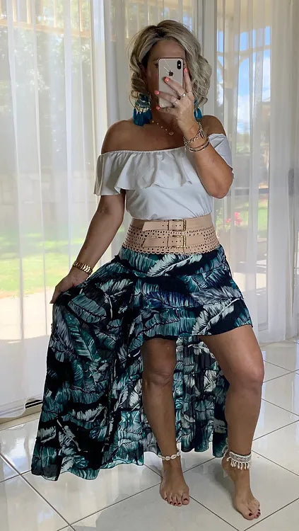 Daphne Skirt - Black Banana Leaf