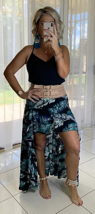 Daphne Skirt - Black Banana Leaf